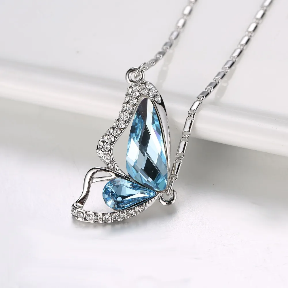 Baffin милая подвеска в виде бабочки ожерелье кристаллы от Swarovski Серебряная цветная