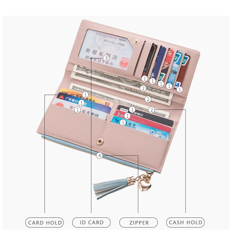 Кошелек женский длинный кожаный на молнии|Женские кошельки| |