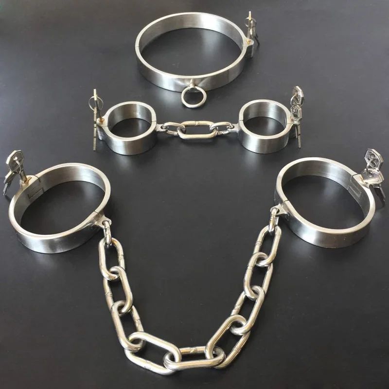 Металлический Resstainless секс наручники лодыжки манжеты ошейник раба БДСМ взрослые