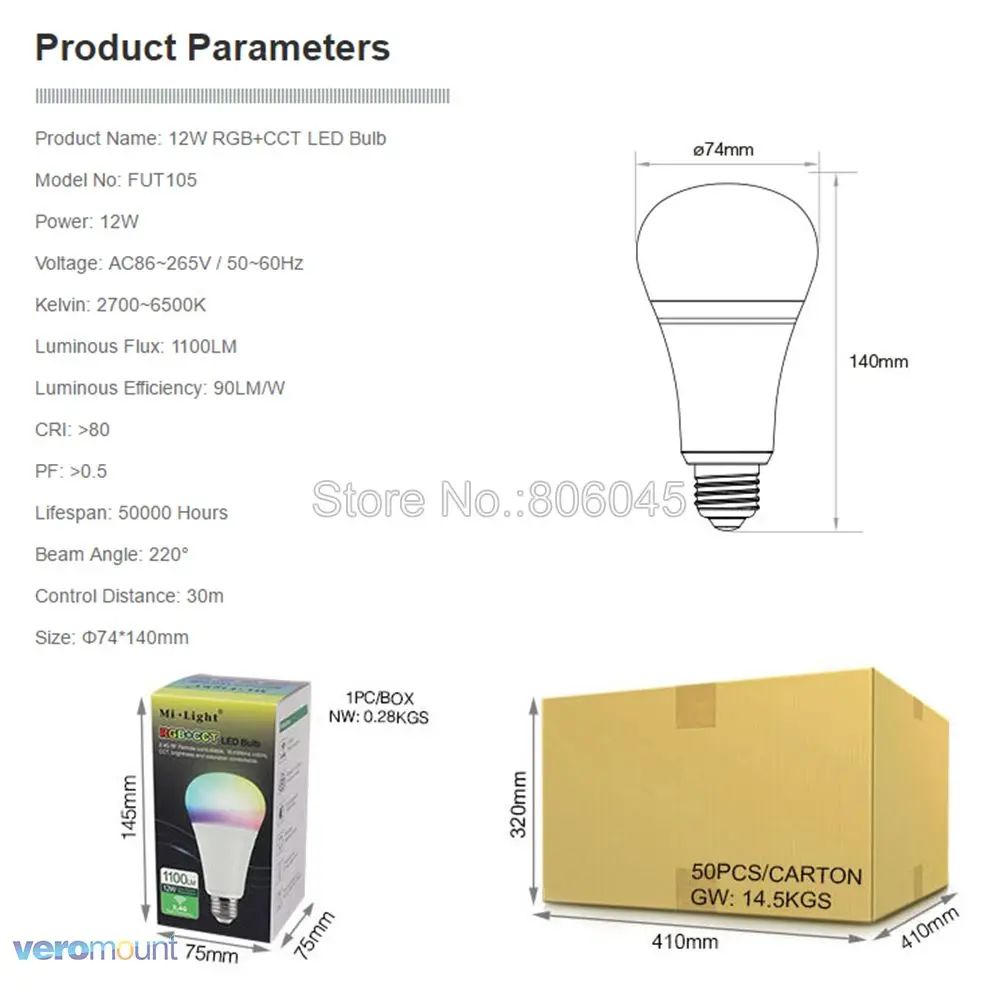 MiLight E27 12 Вт RGB+ CCT Светодиодный прожектор лампы FUT105 110V 220V Полный Цвет дистанционного Управление WiFi смарт-лампы в виде Совместимость 4-Зона дистанционного управления