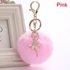 Подвески в виде танцующего балерина с кристаллами, золотой помпон, ангел, Пушистый Плюшевый пышный шар, брелоки для автомобильных сумок, ювелирные изделия