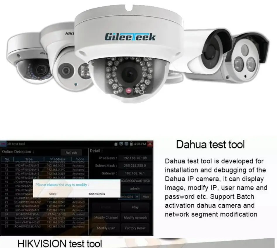 Портативный монитор с ремешком на запястье для камеры AHD CVI TVI / тестер IP