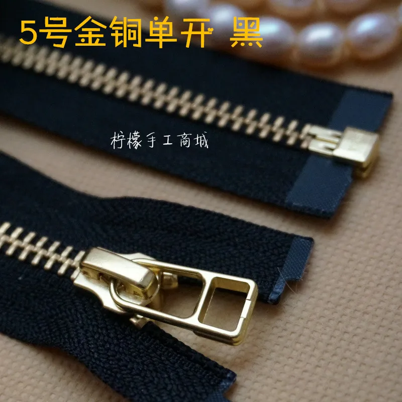 Черная верхняя одежда YKK5 с одной открытой молнией 50-100 см из золотистой меди | Дом