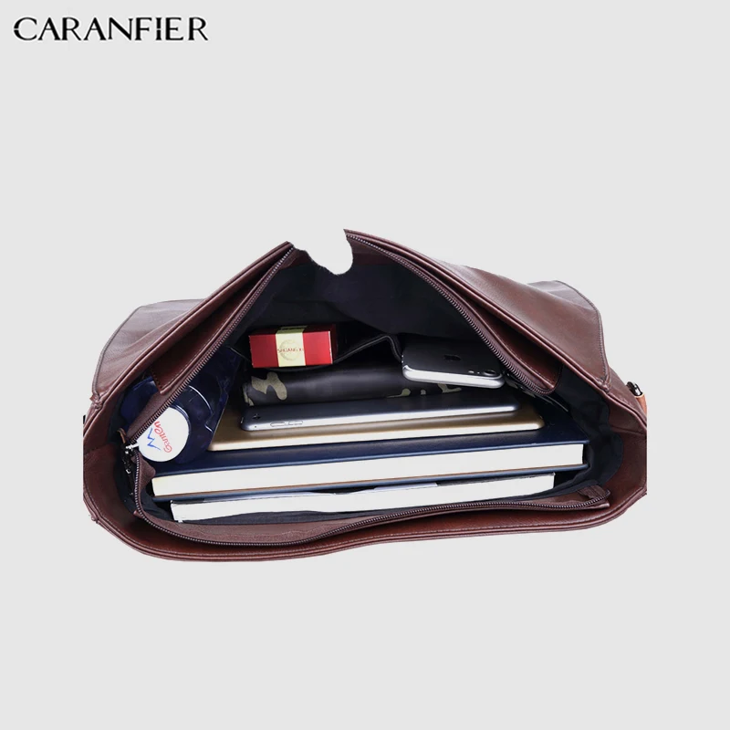 Мужской портфель CARANFIER из искусственной кожи сумка через плечо вместительные