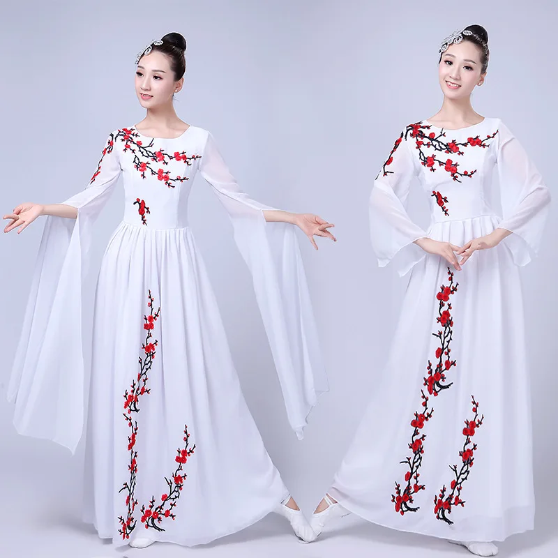 Chinese folk dance costumes classical fan stage wear national clothes ancient of China costume DD1946 | Тематическая одежда и