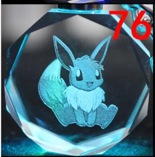 76 Prinplup eevee Кристальный брелок для езды на велосипеде аниме брелок светодиодный брелок пышный легкий брелок Подвеска подарок - Цвет: 76