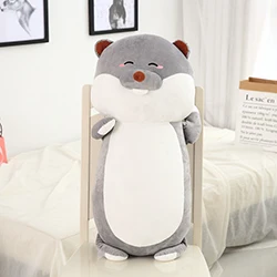 Grey otter Цилиндрические животные, длинная плюшевая игрушка, мягкая круглая подушка, игрушка для животных, единорог, свинья, кошка, Выдра, собака, спящий компаньон, дети, взрослые - Цвет: Grey otter