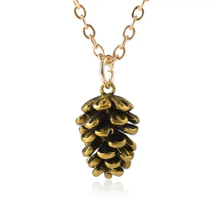 NM031 простой образец растения сосновый кулон конус ожерелье для женщин модные ювелирные изделия оптом