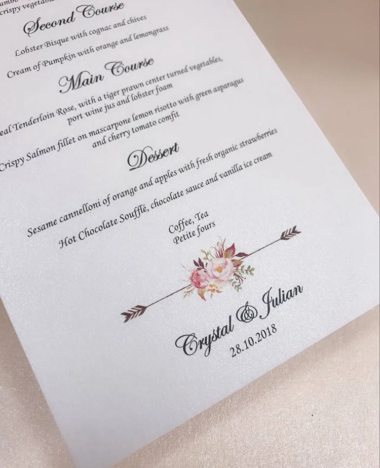 Индивидуальные Цветочные Свадебные Открытки меню ME05|card card|card weddingcard custom |