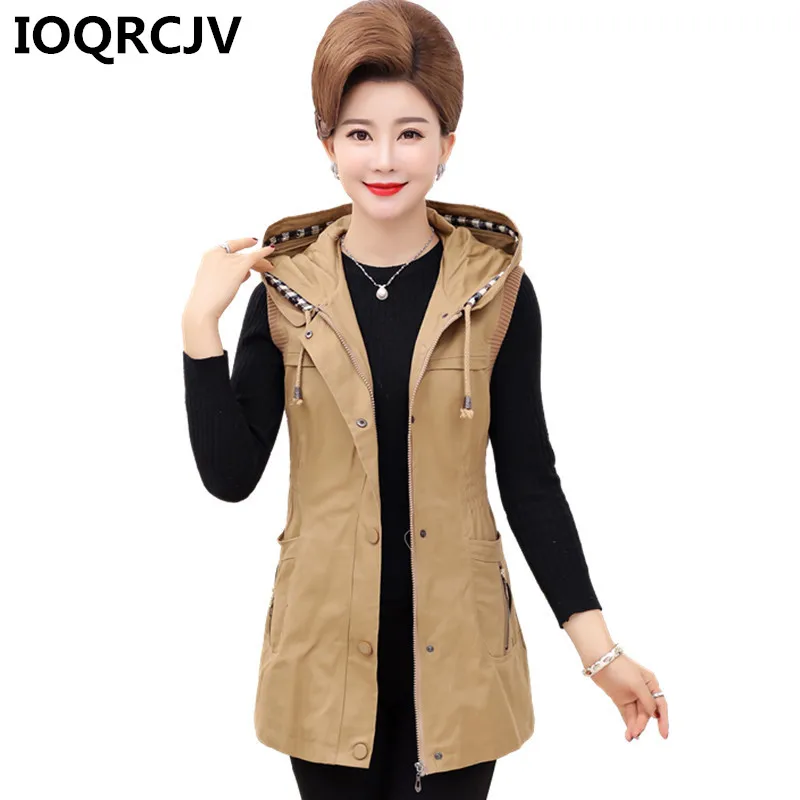 

2019 Autumn Women Vest Jacket Coat Casual Sleeveless Pockets Coat Hooded Elegant Waistcoat Female Outwears Plus Size 5XL R513