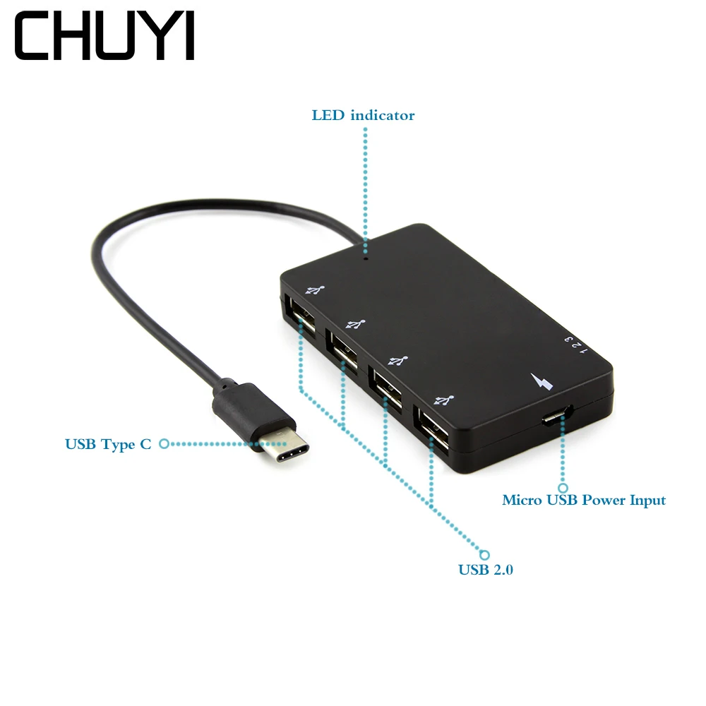 Чуи 4 в 1 Тип USB с разъемами типа C и Порты разъёмы s 2 0 концентратор разветвитель