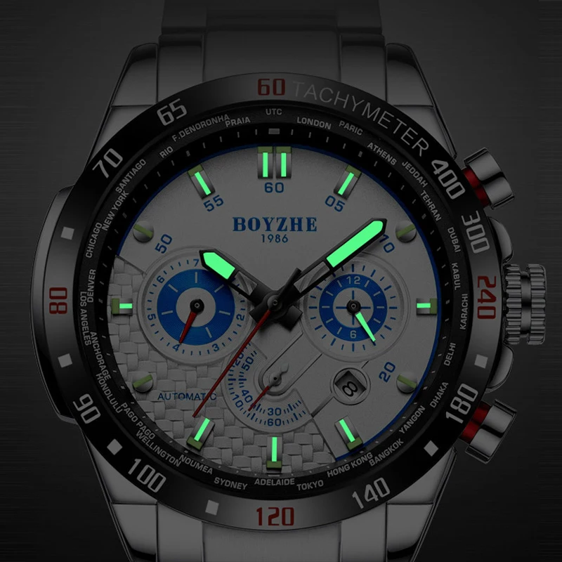 

Mechanical Watch BOYZHE Automatic Mens Watch Top Brand Luxury Casual Stainless steel Luminous Waterproof Watch Men Relogio 2019