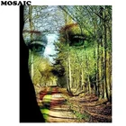 Круглая алмазная живопись, картина из Стразы, женское лицо, полноразмерная мозаика, алмазная вышивка 5D, ручная работа Декор для дома с лесным пейзажем