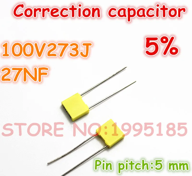 100 шт./лот коррекционный конденсатор 100V273J 27NF 273J100 5% металлизированный полиэфирный