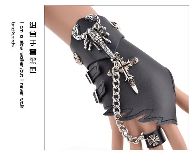 Комплект из браслета и перчаток в стиле панк|pulseira masculina|scorpion braceletpunk bracelet |