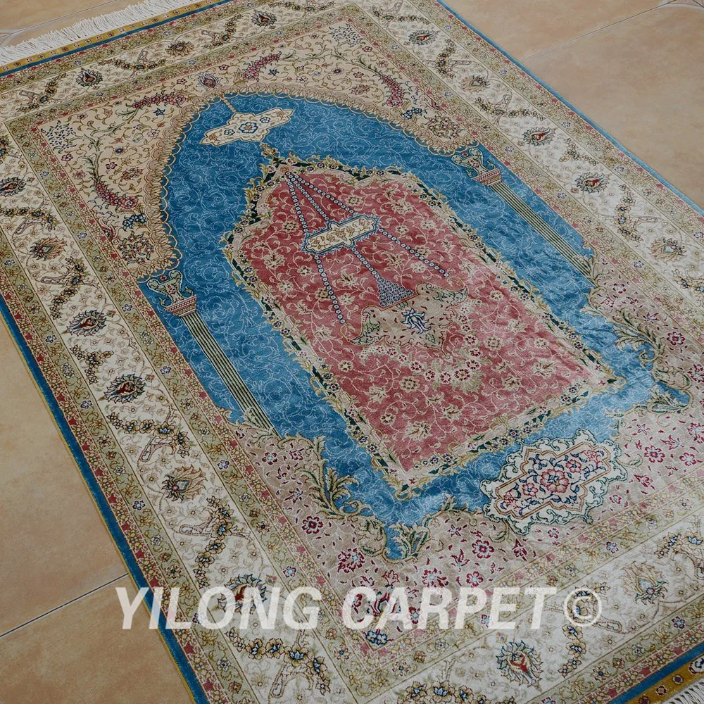 Yilong 3 'x5' персидкий Шелковый Молитвенный Ковер фиолетовый ручной работы