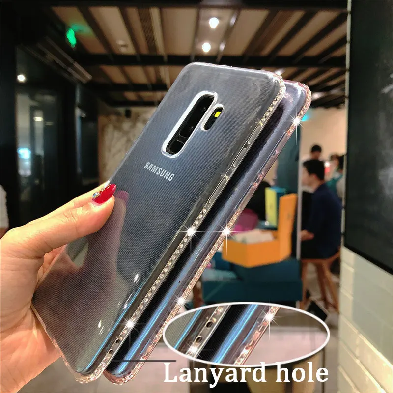 Чехол для телефона с алмазной рамкой Samgung Galaxy S9 Plus S8 J3 J5 J7 Pro 2015 2016 2017 J2 Prime A3 A5 A7