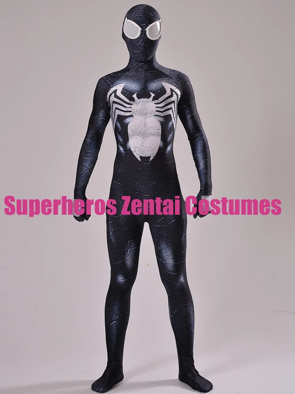Black Venom Symbiote Spiderman Costume 3D Print Zentai Spidey Suit Halloween Cosplay Full Body for Adults/Kids/Children | Тематическая