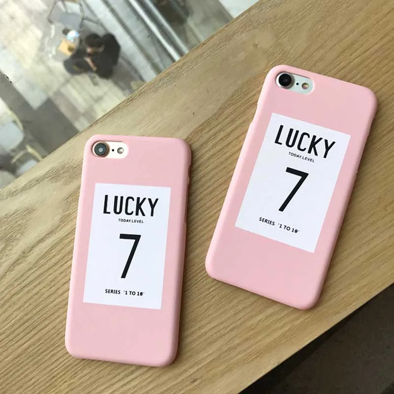 JIBAN Pink lucky letter Phone Case for iphone 7 6S 8plus Back Cover frosted protective sleeve Apple X 5S phone shell | Мобильные