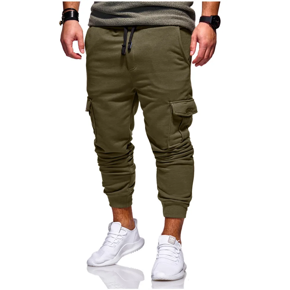 2018 осень зима Однотонная повседневная обувь Для мужчин брюки Тонкий Pockets Jogger