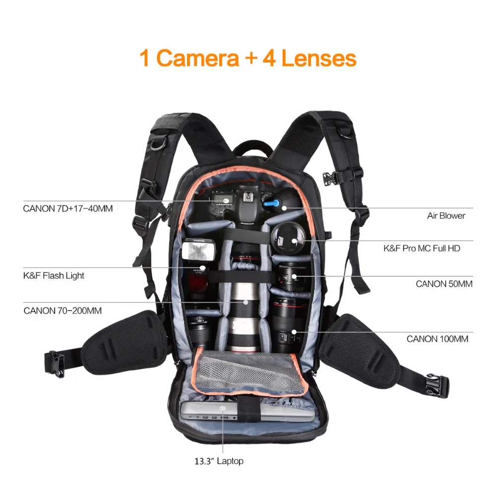K & F CONCEPT Многофункциональный Водонепроницаемый рюкзак для камеры DSLR сумка