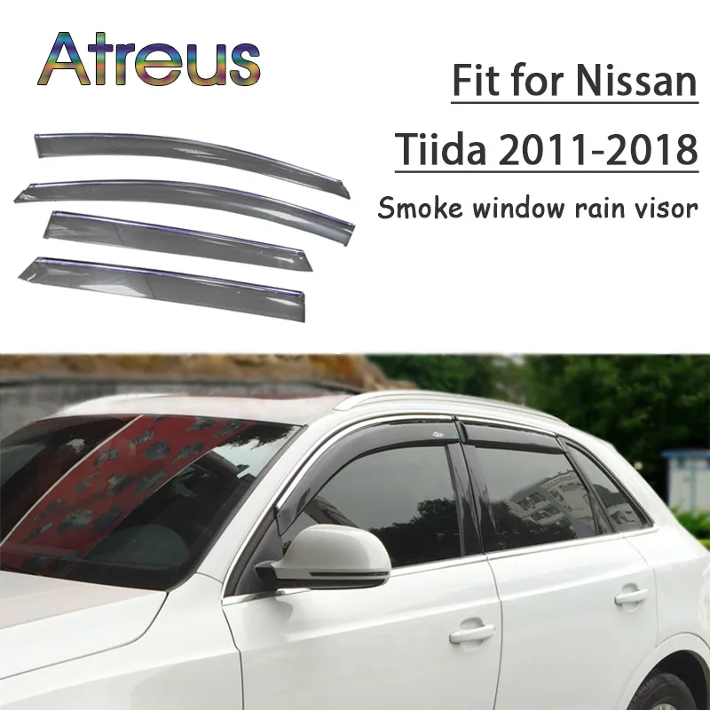 

Atreus 1set ABS For 2011-2018 Nissan Tiida Accessories Car Vent Sun Deflectors Guard Smoke Window Rain Visor
