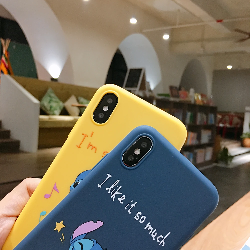 Cute cartoon Stitch Colored Drawing Soft TPU Case For iPhone XS XR MAX X 6 6S 7 8 Plus |