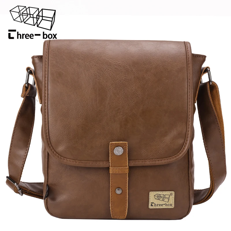 Три коробки винтажные кожаные мужские сумки на плечо повседневные Лоскутные