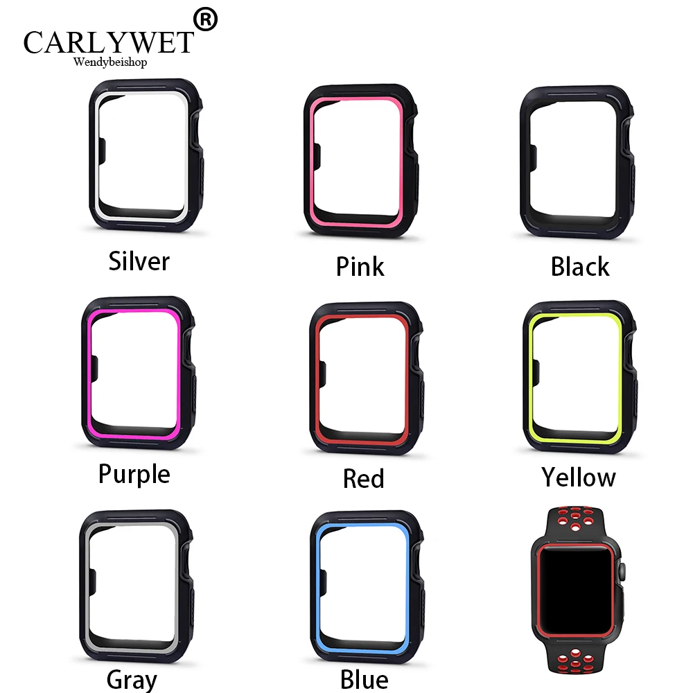 CARLYWET замена силиконовые Защитный чехол рамка Обложка рамка для Smart Apple Watch Iwatch серии 4/3 /2/1