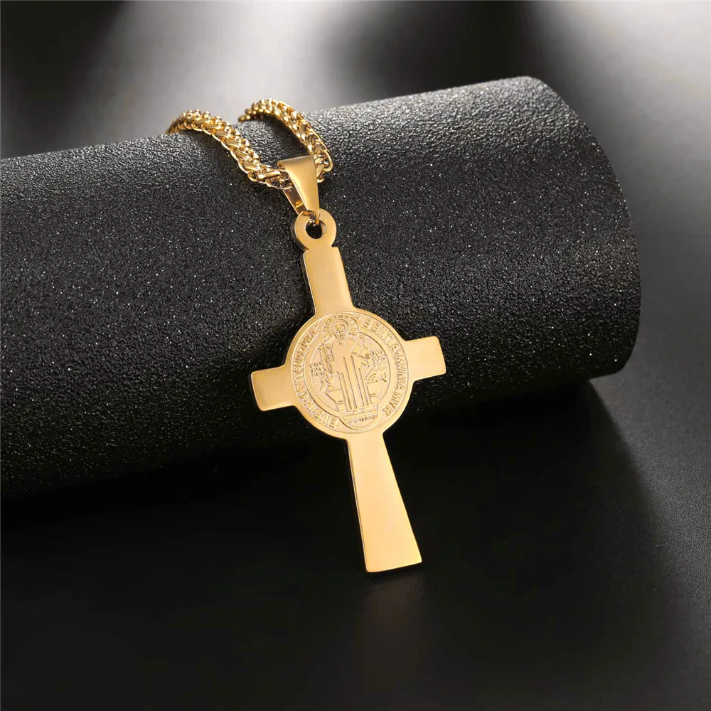Ожерелье с подвеской в виде креста Святого Бенедикта из нержавеющей стали
