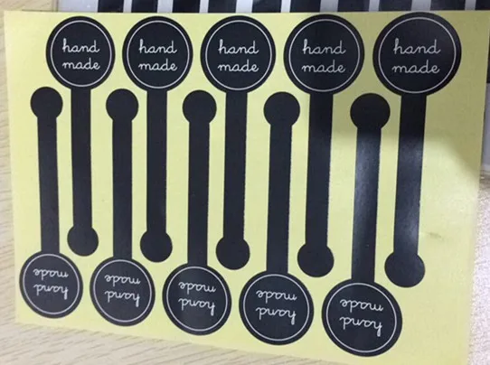 

1000pcs/lot Black "hand made " stickers Pudding bottle sticker Baking packaging self-adhesive sealing sticker 10pcs/piece