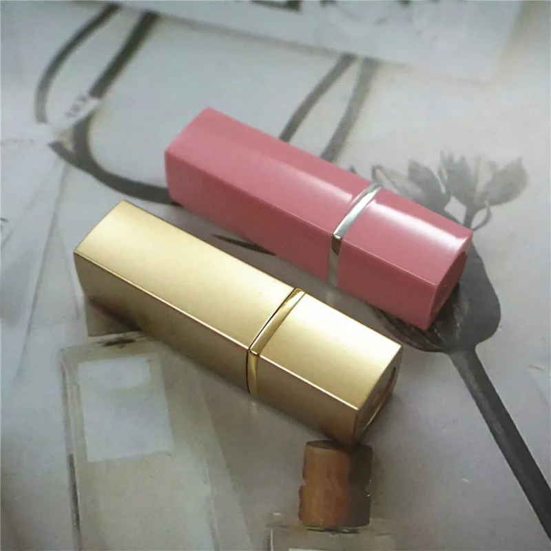 

12.1mm Square Gold Lipstick Tube Empty Pink Cosmetic Lip Balm Container Elegant Lip Makeup Tool Packaging 30pcs/lot