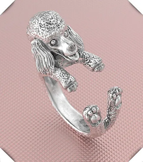 Регулируемое кольцо хиппи мультфильм с пуделем свободного размера панк животное