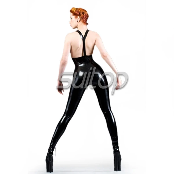Women 's latex suspender pant sexy rubber leggings without feet