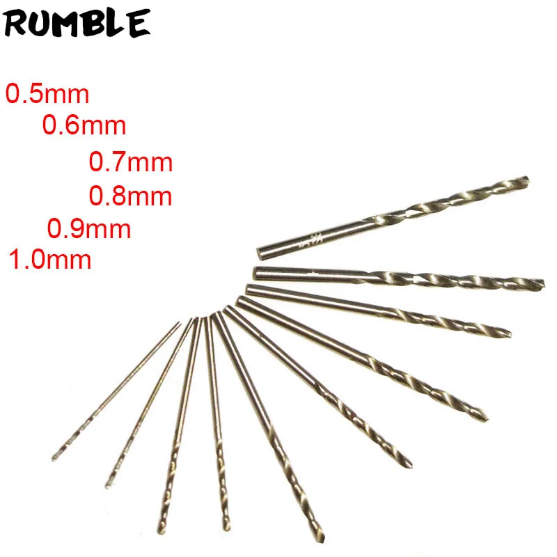 Rumble 60 шт. 0,5 мм 0,6 мм 0,7 мм 0,8 мм 0,9 мм 1,0 мм микро HSS с прямым хвостовиком высокоскоростные стальные сверла ручной инструмент