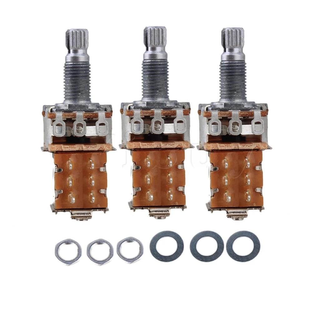 

Yibuy 3x Push Pull Guitar Potentiometer A500k Coil Tap 18mm Shaft