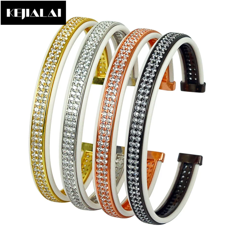 Модный открытый Браслет манжета для мужчин белая кожа с двумя линиями прозрачный