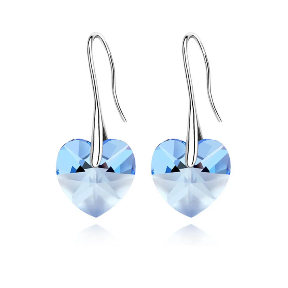 Классические серьги в форме сердца с кристаллами Сваровски подарок на день