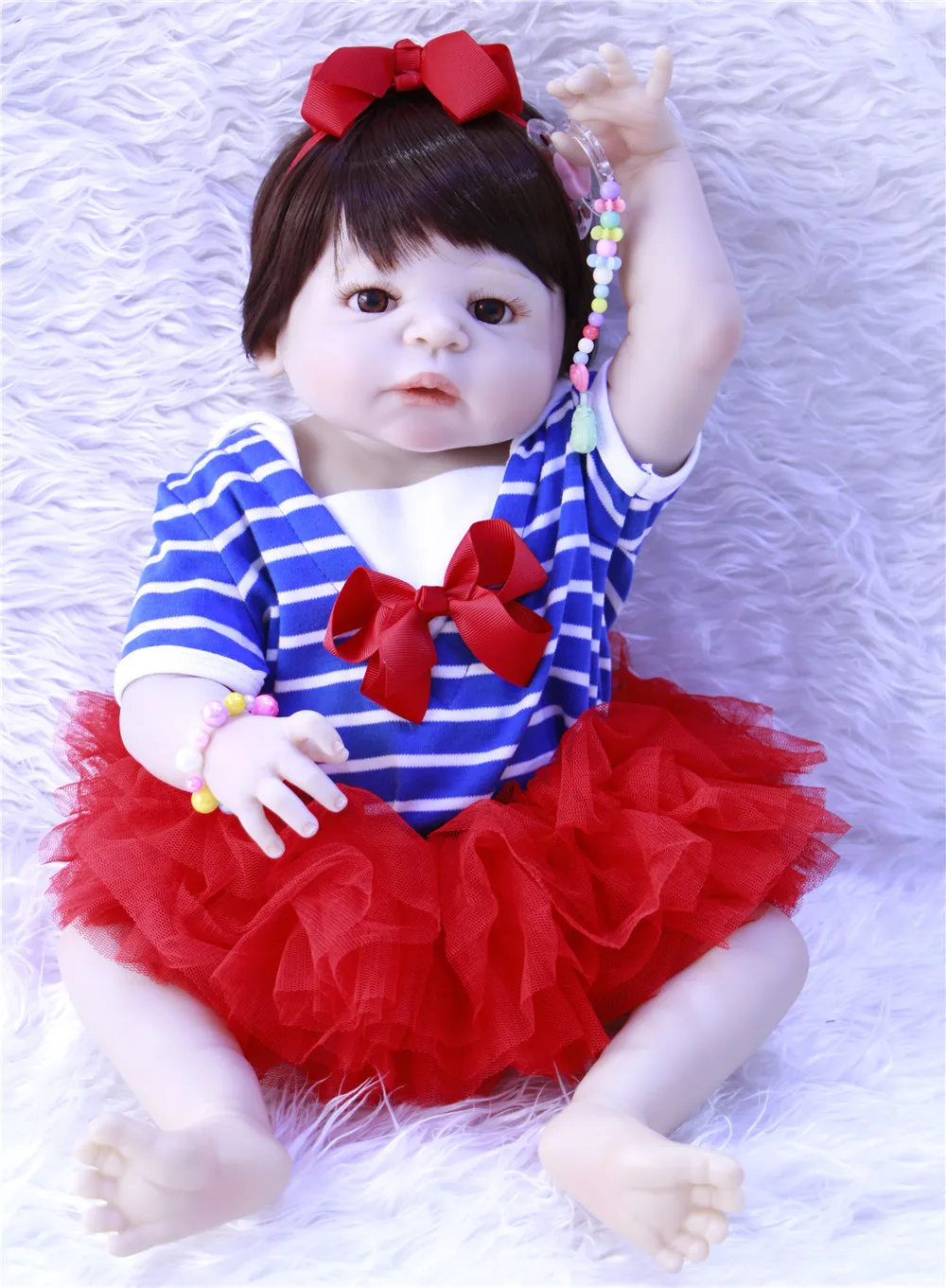 23 &quot57 см полный Силиконовый Возрожденный младенец куклы Bebe Малыш Девочка тело