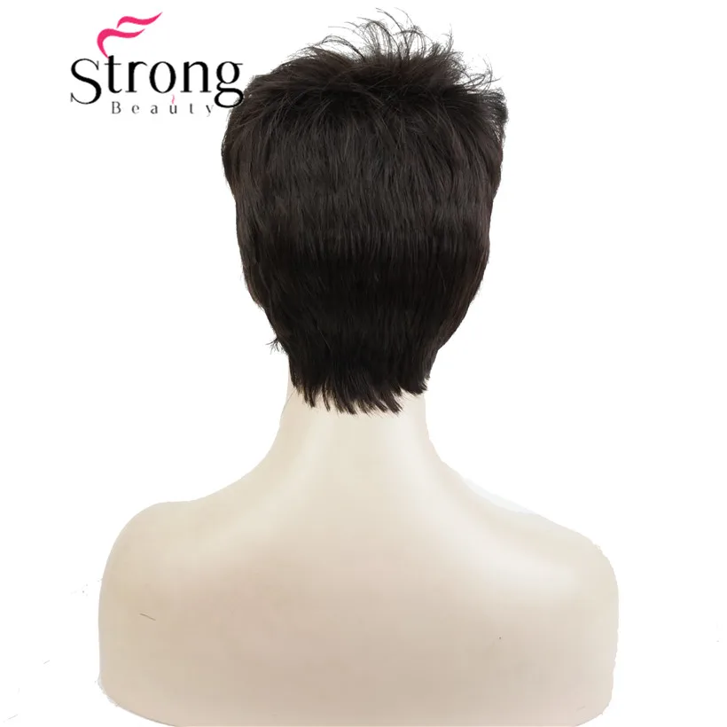 StrongBeauty короткий боковой взрыва красный асиметрический прямой парик полный синтетические парики выбор цвета