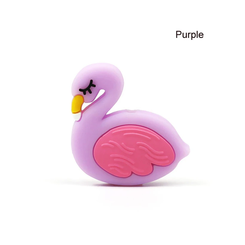 Purple bird 10pcs 10 шт коала силиконовые бусины Сова собака цыпленок утка детские жевательные игрушки для DIY соска цепь ребенок прорезыватель животное уход ожерелье бусы - Цвет: Purple bird 10pcs
