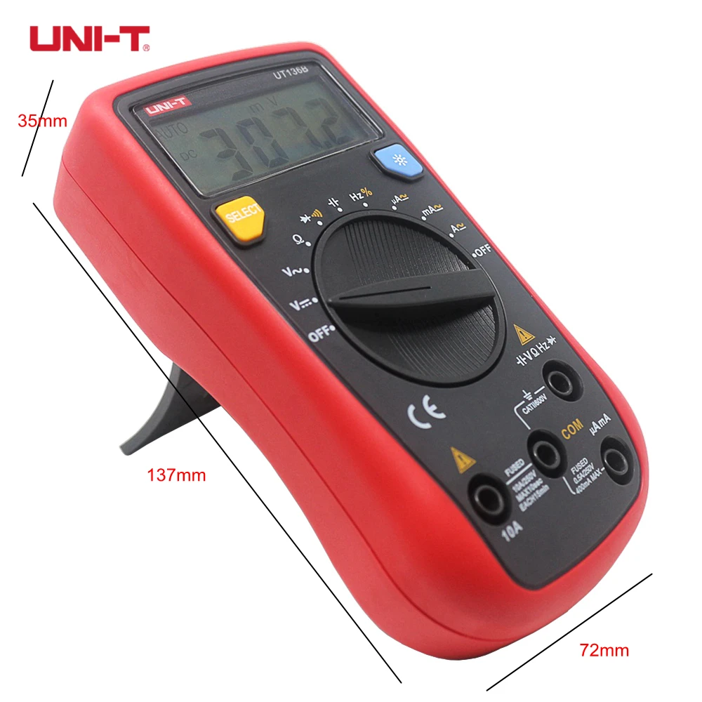UNI T UT136A UT136B UT136C Цифровой мультиметр Mini Авто начиная с рук Multimetro AC/DC тока