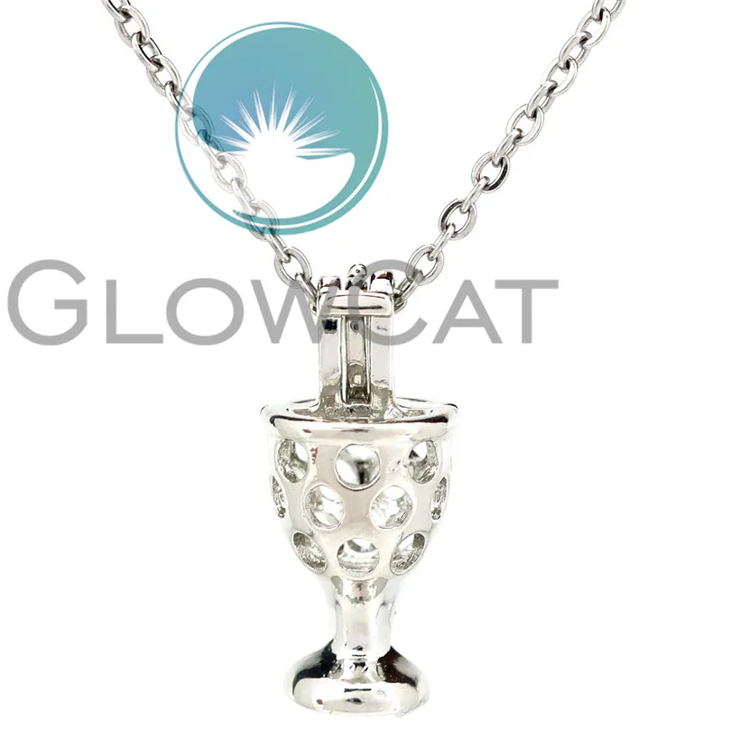 K958 Wine Glasses Beads Cage Perfume Diffuser Stone Pearl Locket Necklace Pendants Kids Girl Gift | Украшения и аксессуары