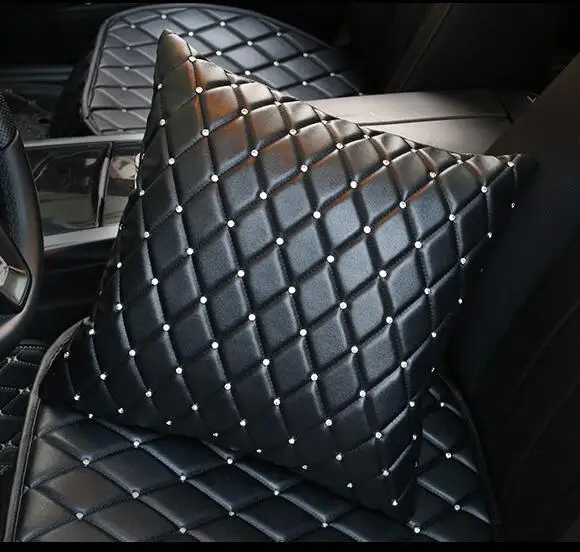 hold pillow Новые Кристальные алмазные Чехлы рулевого колеса автомобиля для женщин девушек кожаные Стразы покрытые рулевым колесом аксессуары для интерьера - Название цвета: hold pillow