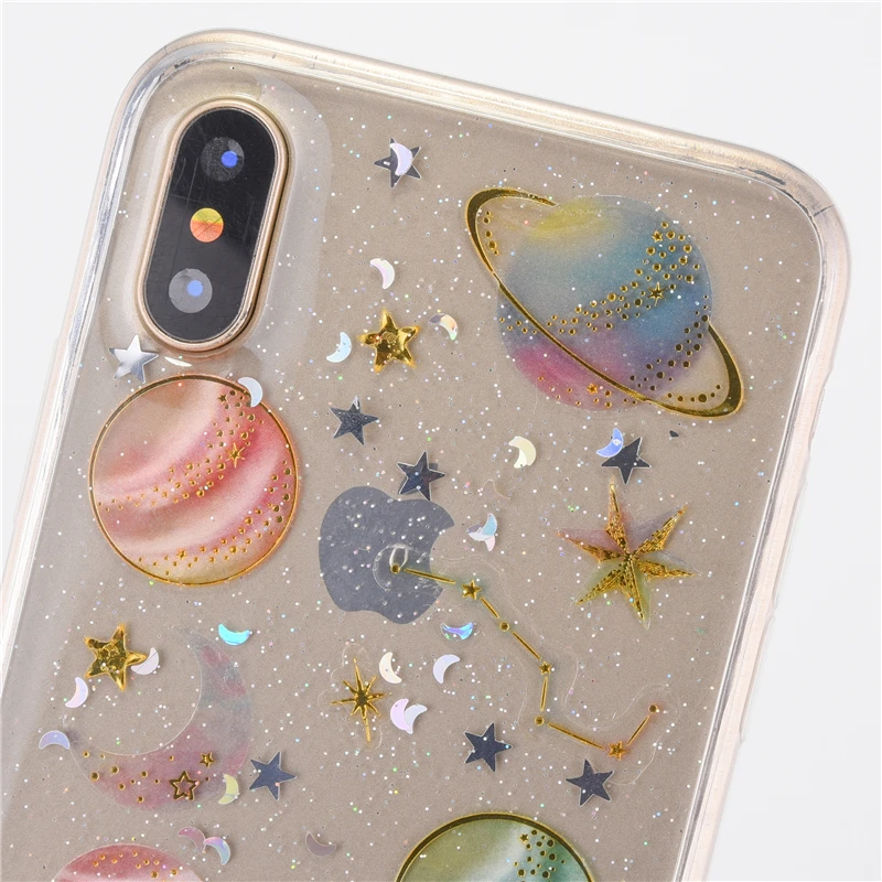 Блестящие чехлы для телефонов Space Planet iphone 7 Plus мягкий силиконовый чехол X 6 6s 6Plus 6splus