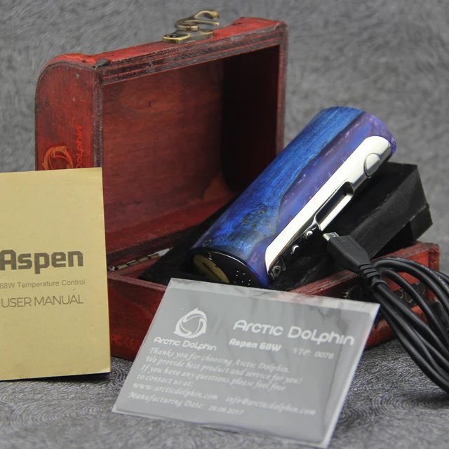 Оригинальный Arctic Dolphin Aspen Mod 68 w Коробка мод прочная деревянная 18650 батарея