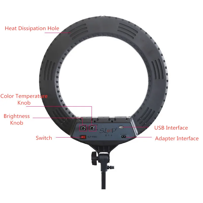 USB зарядное Кольцо Якорь заполняющий свет 3200 K 5500 80W регулируемое кольцо освещение