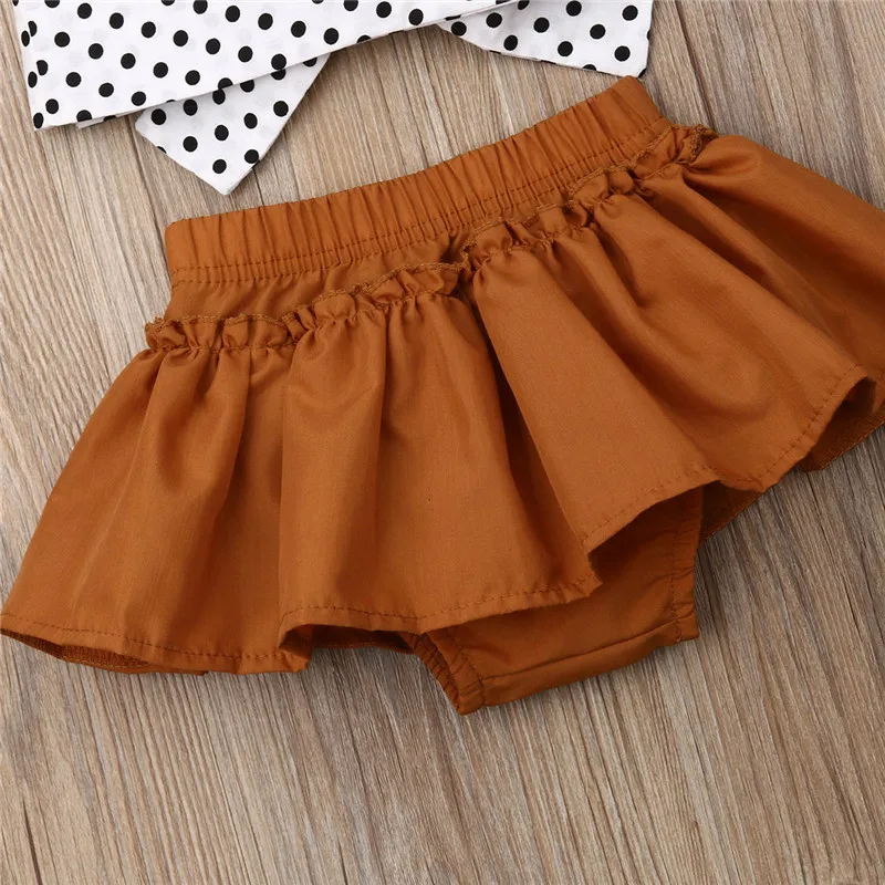 

2019 New Baby Kids Girl Sleeveless Polka Dot Vest Tops and backless bowknot Skirt and Headband Clothes 3pcs Outfits Set