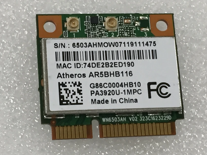 SSEA     Atheros AR5BHB116 AR9382 Half Mini PCI-E 802, 11 a/b/g/n  2, 4G/5    300 /