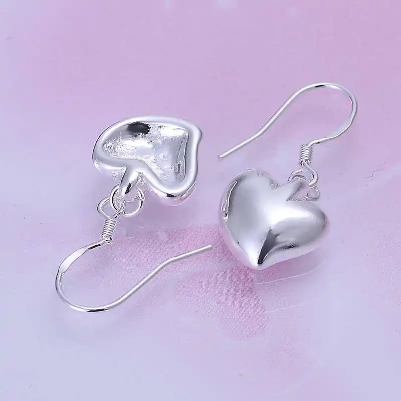 Free shipping 925 sterling silver jewelry earring fine cute peach heart pendant wholesale and retail SMTE111 | Украшения и